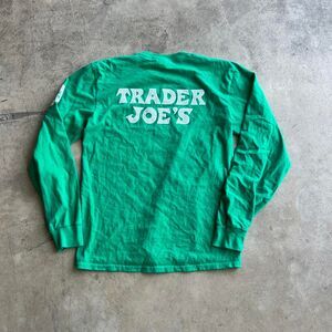Trader Joe’s y2k worker issued Green long sleeve tee Mens size M medium